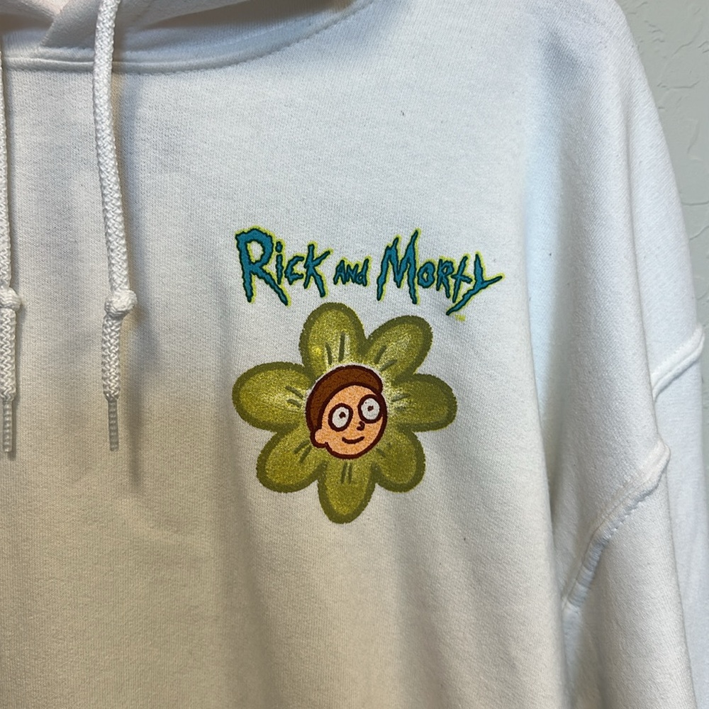 Rick and Morty Hoodie with Green and Pink Flower Design NWT - Picture 2 of 4